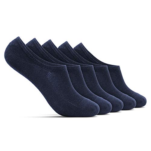 ROYALZ Calcetines zapatillas cortas 5 pares para hombre y mujer transpirables sneaker socks - calcetines invisibles, Set:5 Coppia/Blu scuro, Talla Calcetines:35-38