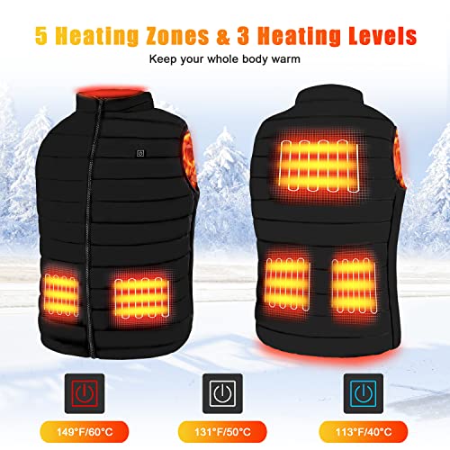 Rrtizan Chaleco con Calefacción Eléctrica USB, Chaqueta con 3 Niveles de Temperatura,Lavable, Chalecos de Invierno Cálidos para Caza, Exteriores, Senderismo, Camping (Sin Batería)