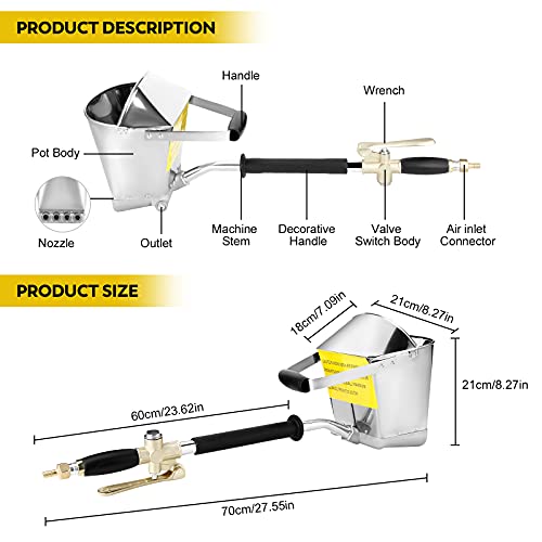 S SMAUTOP 4 Jet Yeso y Pulverizador de Estuco, Pistola de Mortero de Cemento Neumática Con Cubierta,Rociador de Mortero Para Pintar Paredes o Techos