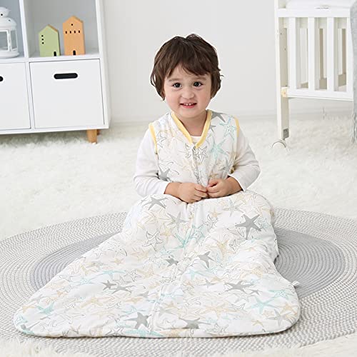 Saco de dormir de invierno para bebé, para niña, niño, algodón, 2,5 tog, 3-6 años, diseño de estrellas de mar