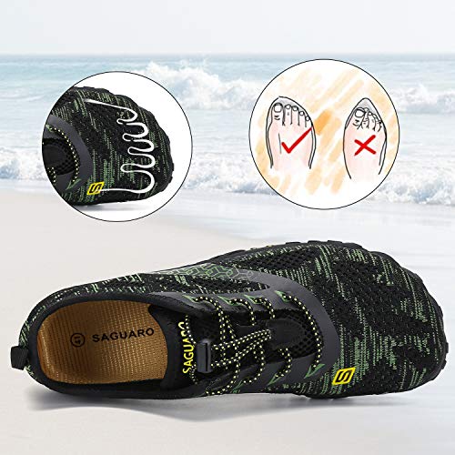 SAGUARO Antideslizante Barefoot Zapatos de Agua para Hombre Mujer Calzado de Natación Impermeables Zapatos de Agua para Buceo Escarpines Playa, Verde 42