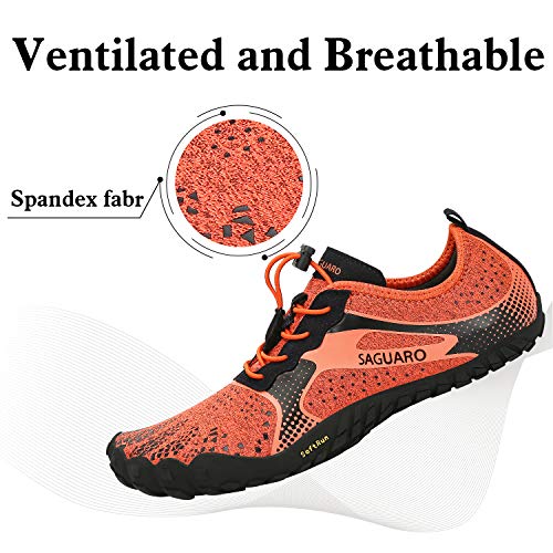 SAGUARO Barefoot Zapatos de Trail Running Hombre Mujer Minimalistas Escarpines Zapatillas de Deportes Acuáticos Secado Rápido para Exterior Interior, Naranja 41