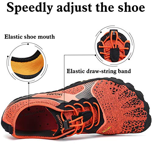 SAGUARO Barefoot Zapatos de Trail Running Hombre Mujer Minimalistas Escarpines Zapatillas de Deportes Acuáticos Secado Rápido para Exterior Interior, Naranja 41