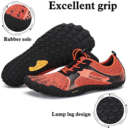 SAGUARO Barefoot Zapatos de Trail Running Hombre Mujer Minimalistas Escarpines Zapatillas de Deportes Acuáticos Secado Rápido para Exterior Interior, Naranja 41