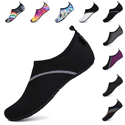 SAGUARO Chaussures Aquatiques Homme Femme Chaussettes de Sport Aquatique Séchage Rapide de Nager et de Plage d'eau Poids Léger Pieds Nus de Sport Aquatique - Taille 40/41 - Couleur Noir -