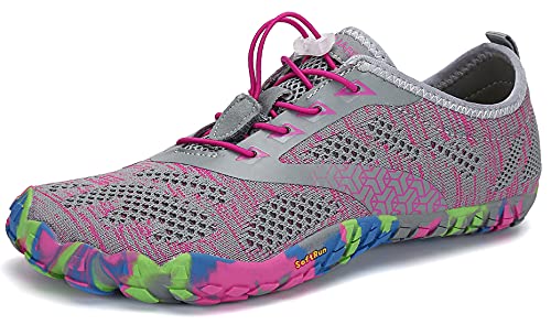 SAGUARO Hombre Mujer Zapatillas Barefoot Minimalistas Calzado de Training Ligeras Cómodas para Caminar Senderismo Ciclismo Trail Running Trekking Playa Agua Exterior Interior, Rosa Pink, 37