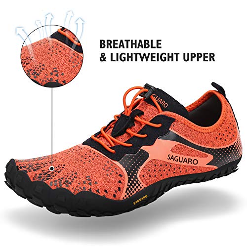 SAGUARO Masculino Zapatos de Playa Respirable Antideslizantes Zapatilla Minimalista de Barefoot Mujer Casual Elástica Robustas Cómodo Calzado para Caminar Trekking Deporte Acuático, Agua Naranja 40