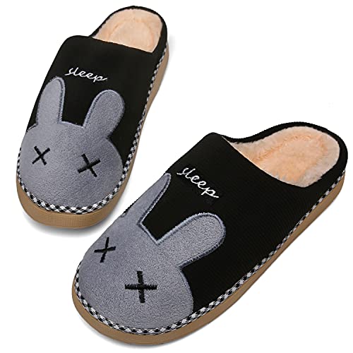 SAGUARO Zapatillas de Casa Mujer Hombre Antideslizante Cómodas Pantuflas para Invierno Cálido Suave Slippers Forro de Felpa, Cálido Negro 37/38 EU=38/39 CN