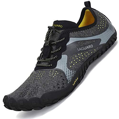 SAGUARO Zapatillas Minimalistas Hombre Calzado Barefoot Antideslizante Five Fingers Zapatos Minimalistas Negro 46 EU