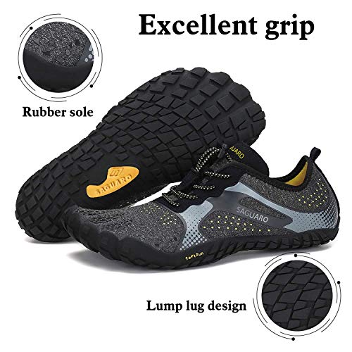 SAGUARO Zapatillas Minimalistas Hombre Calzado Barefoot Antideslizante Five Fingers Zapatos Minimalistas Negro 46 EU