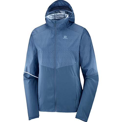 Salomon AGILE FZ HOODIE W Chaqueta cortavientos, Azul (Dark Denim), Talla L para Mujer