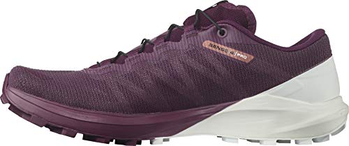 SALOMON Sense 4 W/Pro, Zapatillas de Trail Running Mujer, Plum Caspia/White/Persimon, 37 1/3 EU