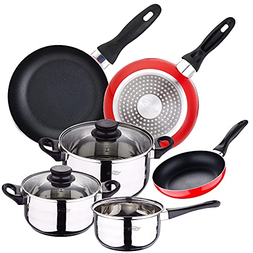 San Ignacio Juego de Batería de cocina de 5 piezas + 3 sartenes 16/20/24 cm, PK3376