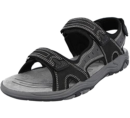 Sandalias ajustables de gamuza sintética para hombre, color Negro, talla 44 EU