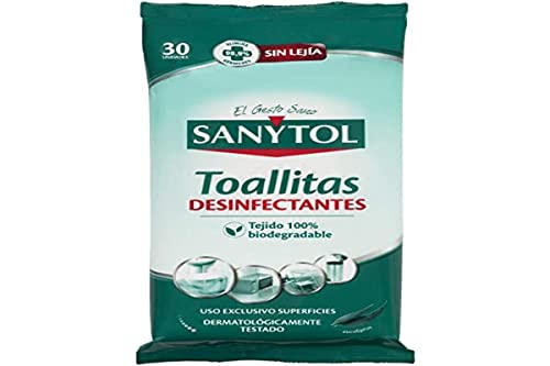 Sanytol – Toallitas Desinfectantes Multiusos, Eliminan Bacterias, Hongos y Virus Sin Lejía, Perfume Eucaliptus - 30 toallitas