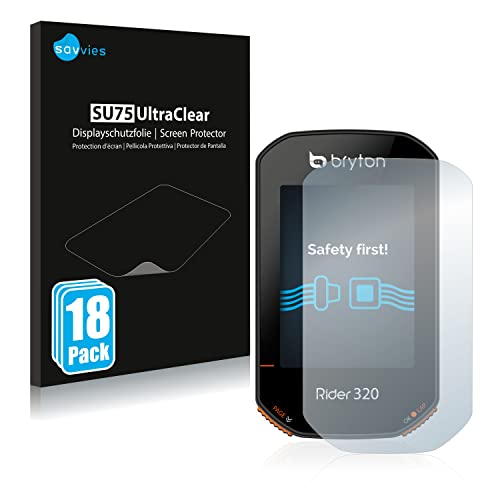 savvies Protector Pantalla Compatible con Bryton Rider 320 (18 Unidades) Película Ultra Transparente