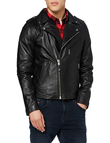 Schott NYC LC1140 - Chaqueta de manga larga con cuello de solapa, hombre, Negro, M