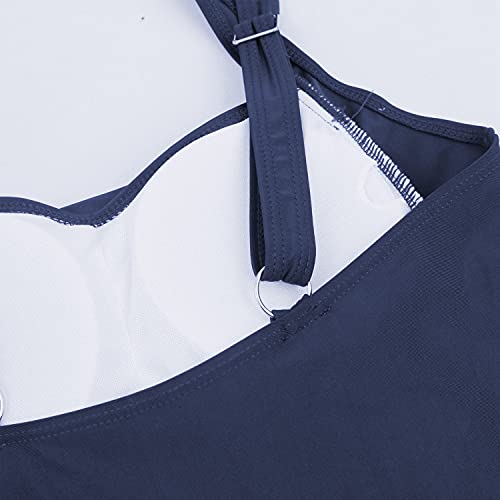 SEDEX Bañadores de Mujer Sexy Natacion Trajes de Baño de Una Pieza Monokinis Natacióncon Relleno Elegante Push up Cuello Halter para Mujer (Azul, M)