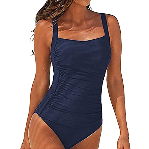 SEDEX Bañadores de Mujer Sexy Natacion Trajes de Baño de Una Pieza Monokinis Natacióncon Relleno Elegante Push up Cuello Halter para Mujer (Azul, M)