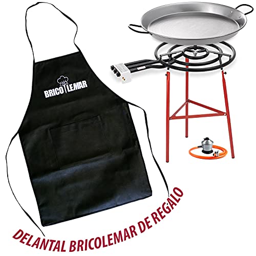 Set Paellero 600mm + Kit Bricolemar (Paellera 70cm + Patas Reforzadas para Paellero + Regulador de Gas + Manguera Homologada + Delantal Negro de Regalo) (Set Paellero 600mm + Kit Bricolemar)