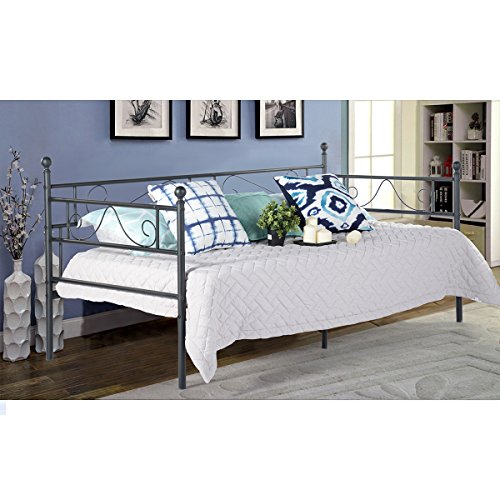 setsail Sofá Cama Metálica diván Cama de Metal Marco de Cama para niño o Adultos 95 x 195 cm Negro