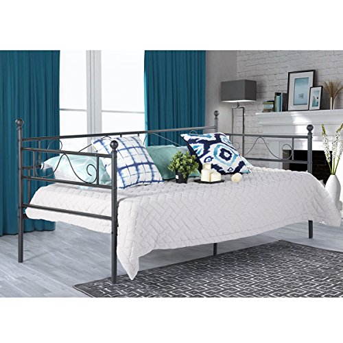 setsail Sofá Cama Metálica diván Cama de Metal Marco de Cama para niño o Adultos 95 x 195 cm Negro