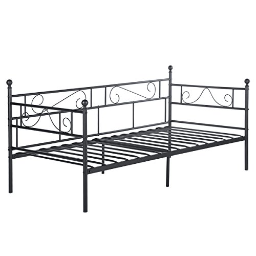 setsail Sofá Cama Metálica diván Cama de Metal Marco de Cama para niño o Adultos 95 x 195 cm Negro