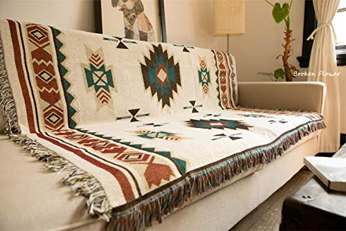 SHIYANTQ - Manta tribal étnica azteca con estampado navajo geométrico para sofá, decoración bohemia