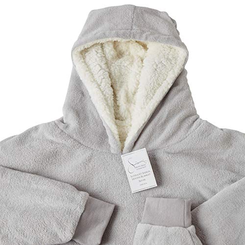 Sienna SBSHHODSI36 Manta Sherpa Ultra Suave Fleece Cálido Sudadera con Capucha Extragrande y cómoda Adolescentes Niños Bolsillo Grande-Gris Plateado, Silver Grey, Talla Única Unisex Adulto