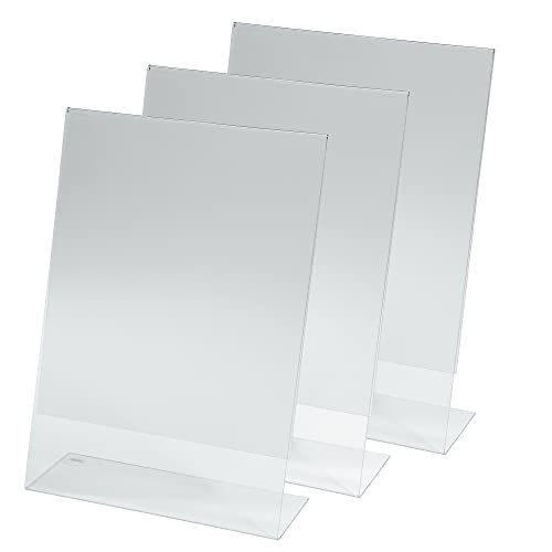 Sigel TA210 Conjunto de 3 soportes de sobremesa inclinados - Atriles de Mesa - con 6 Carteles preimpresos: Póngase una mascarilla, 30,2 x 21,3 x 7,8 cm, de acrílico, transparente