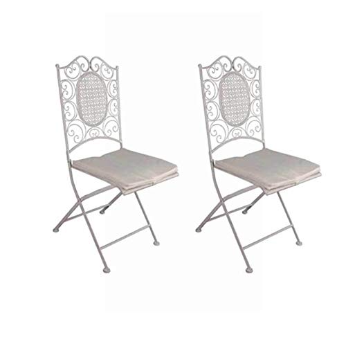 Silla Forja Clásica - Hierro en Color Blanco decapé - (Pack de 2) - Plegable