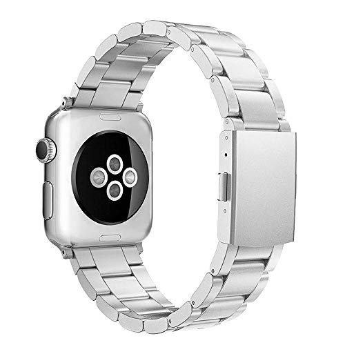 Simpeak Correa Compatible con iwatch 6/SE/5/4/3/2/1 Correa 42mm de Acero Inoxidable Reemplazo de Banda Compatible con iWatch Todos los Modelos 42mm, Plata