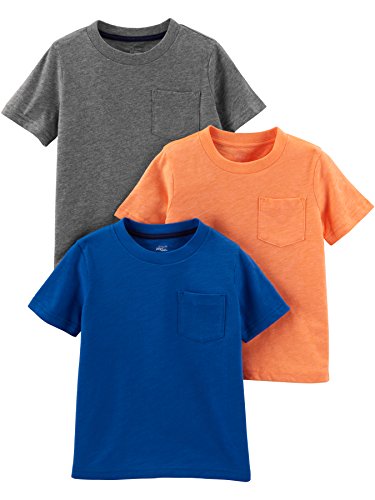 Simple Joys by Carter's - Camiseta de manga corta - para niño azul Grey/Orange/Royal Blue 5T