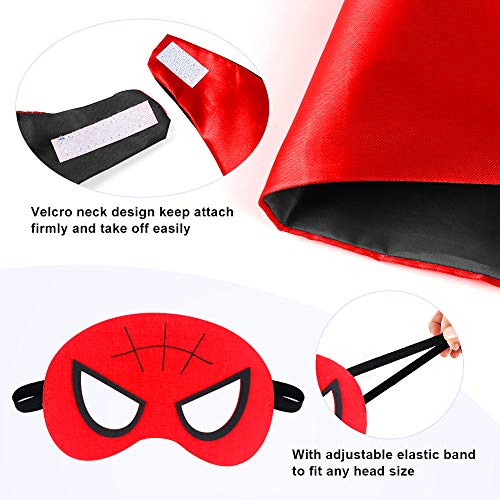 Sinoeem Capa de Superhéroe para Niños - 3 Capa y 3 Máscaras y 3 Slap Pulseras - Ideas Kit de Valor de Cosplay de Diseño de Fiesta de Cumpleaños de Navidad - Juguetes para Niños y Niñas (3pcs Capes-B)