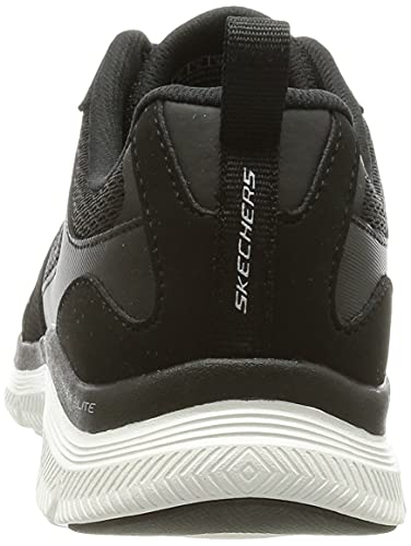 Skechers Flex Appeal 4.0-Active Flow, Zapatillas Mujer, Negro (BKW Black Leather/Mesh/White Trim), 40 EU