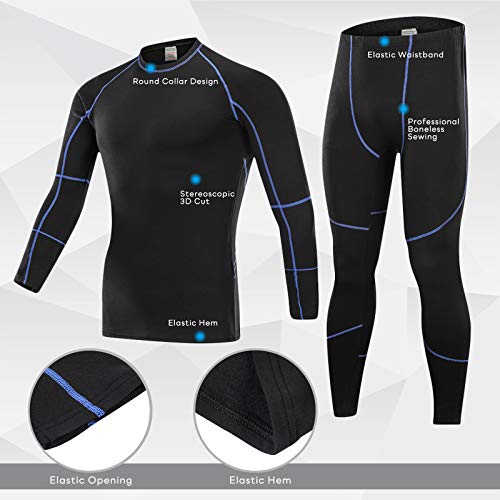 SKYSPER Ropa Interior Térmica Hombre Conjuntos Térmicos Camiseta Térmica Manga Larga Pantalones Largos de Compresión Hombre Deportes Termo Invierno Otoño para Running Esquí Montaña Ciclismo Fitness