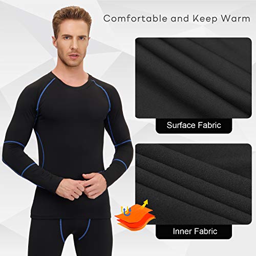 SKYSPER Ropa Interior Térmica Hombre Conjuntos Térmicos Camiseta Térmica Manga Larga Pantalones Largos de Compresión Hombre Deportes Termo Invierno Otoño para Running Esquí Montaña Ciclismo Fitness