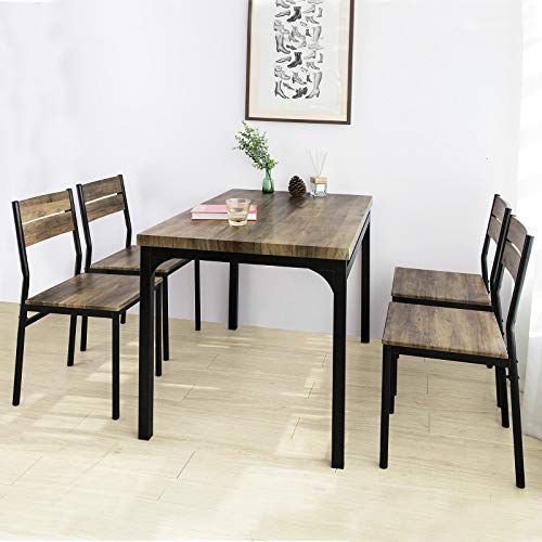 SoBuy OGT28-N+FST72x4 Set de 1 Mesa y 4 Sillas de Comedor Restaurante Sala Cocina ES