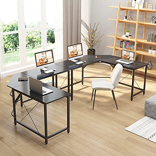 sogesfurniture Escritorio de Computadora en Forma de L, 150cm + 150cm Mesa de Ordenador Mesa de Estudio Estación de Trabajo, Mesa Esquinera para Casa, Oficina, Negro LD-Z01-BH