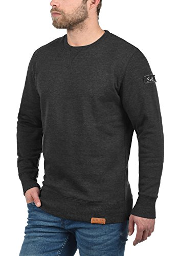 !Solid Trip Jersey Sudadera Suéter para Hombre con Cuello Redondo con Forro Polar Suave Al Tacto, tamaño:XXL, Color:Dark Grey Melange (8288)