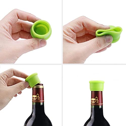 SOLTANA Pack de 6 Tapones para botella 2.5cm + 6 Tapas de silicona de 6,5 cm, Tapas silicona para tazas y vasos, Tapones para botellas de vino, Tapas y tapones de silicona reutilizables, Tapón vino