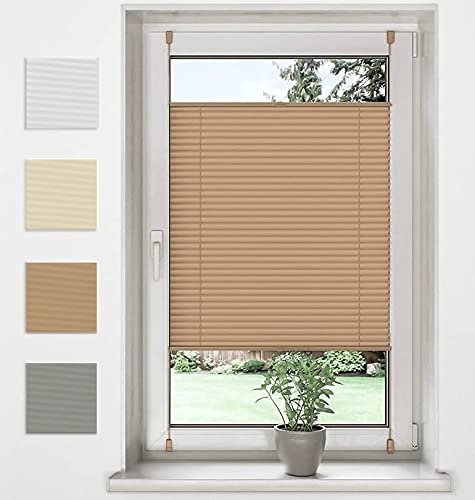 Sonello Estor Cortina Plisada sin taladrar 50cm x 100cm Beige, Cortina Enrollable Plisado Cortina Plisada para Puerta y Ventana persianas protección de la intimidad protección Solar estores palisados