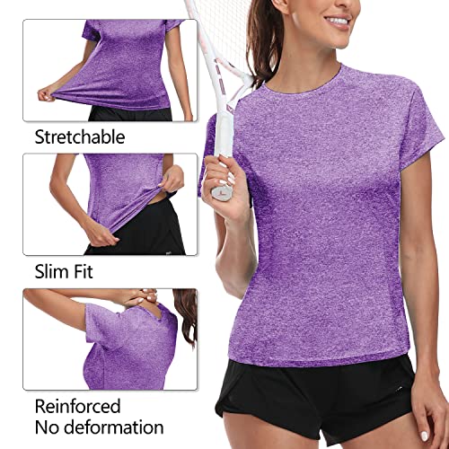 Soneven Camiseta Deporte Mujer de Manga Corta Deportivas Tops Interior Superior Transpirable Funcional de Yoga Correr Ropa Fitness Cuello Redondo