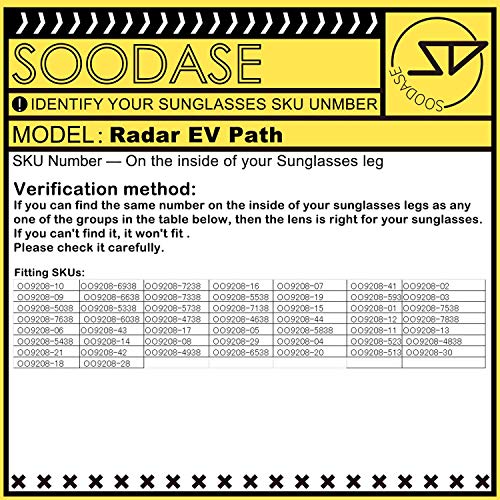 SOODASE Para Oakley Radar EV Path Gafas de sol Transparente Lentes de repuesto