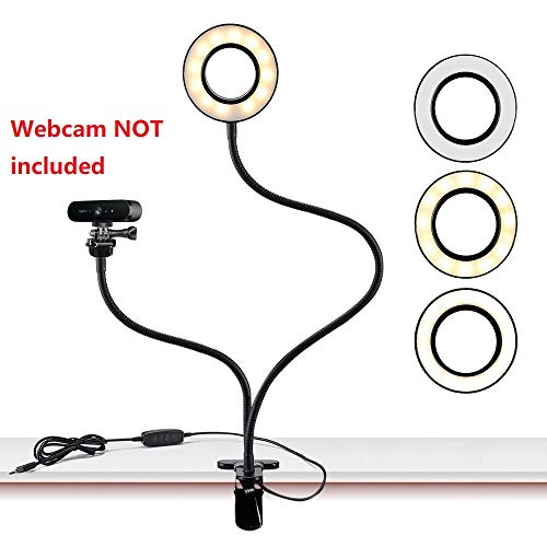 Soporte de luz para cámara Web Live Stream, Anillo Selfie con Soporte para cámara Web para Logitech C925e, C922x, C930e, C922,C930, C920, C615, Brio 4K