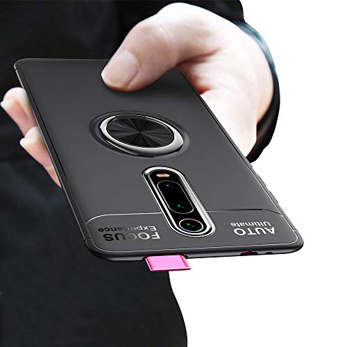 SORAKA Funda para Xiaomi Mi 9T/9T Pro con Anillo Giratorio de 360 Grados Funda Silicona Suave Funda Ultrafina con Placa de Metal para Soporte magnético de teléfono para automóvil