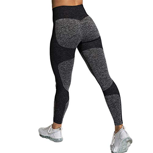 SotRong Leggings de Gimnasia de Cintura Alta sin Costuras para Mujer Diseño de tejer Power Stretch Pantalones de Yoga Running Leggings de Entrenamiento Negro M