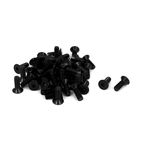 Sourcingmap – ® M4 x 12 mm Métricas hexagonal Cabeza Avellanada Tornillo Tornillos Negro 50Pcs