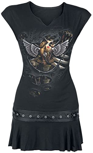 Spiral - Steam Punk Ripped - Minivestido con Tachuelas en la Cintura - Negro - L