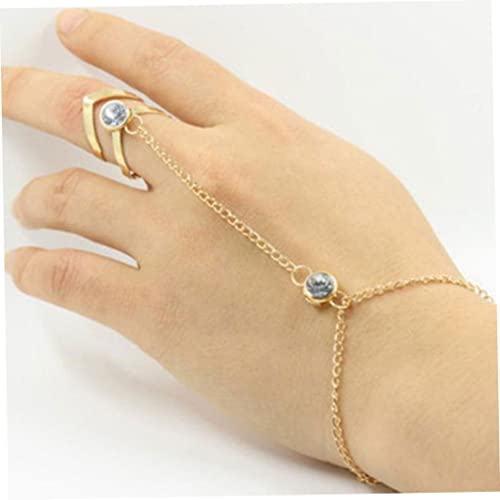 Sraeriot Anillo de Pulsera Ajustable Cadena de Cristal Enlace Eslave Dedo Pulsera para Mujeres Chicas para Mujeres